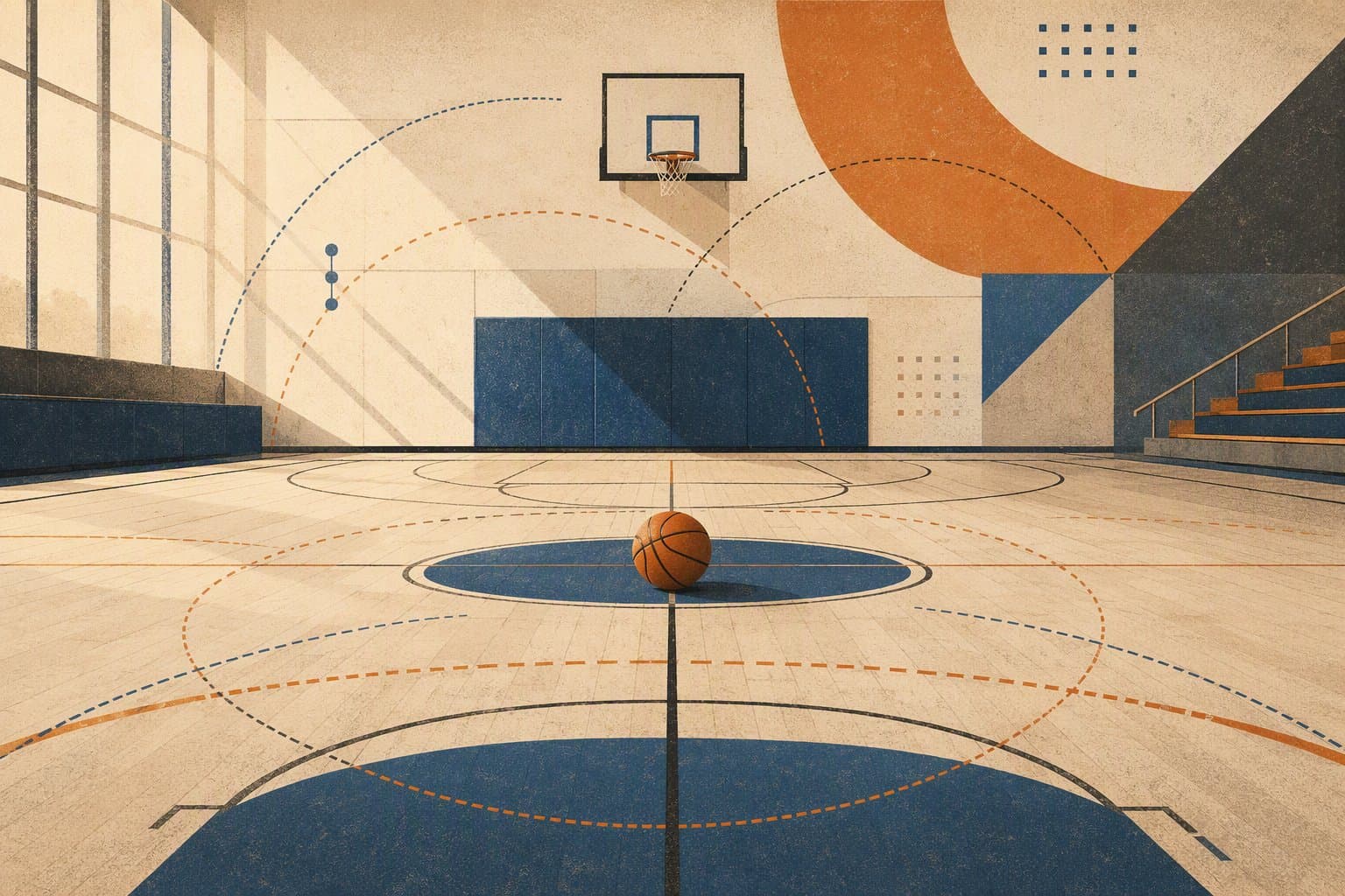 Balanced Basketball Offense - illustration, Jake Team LLC