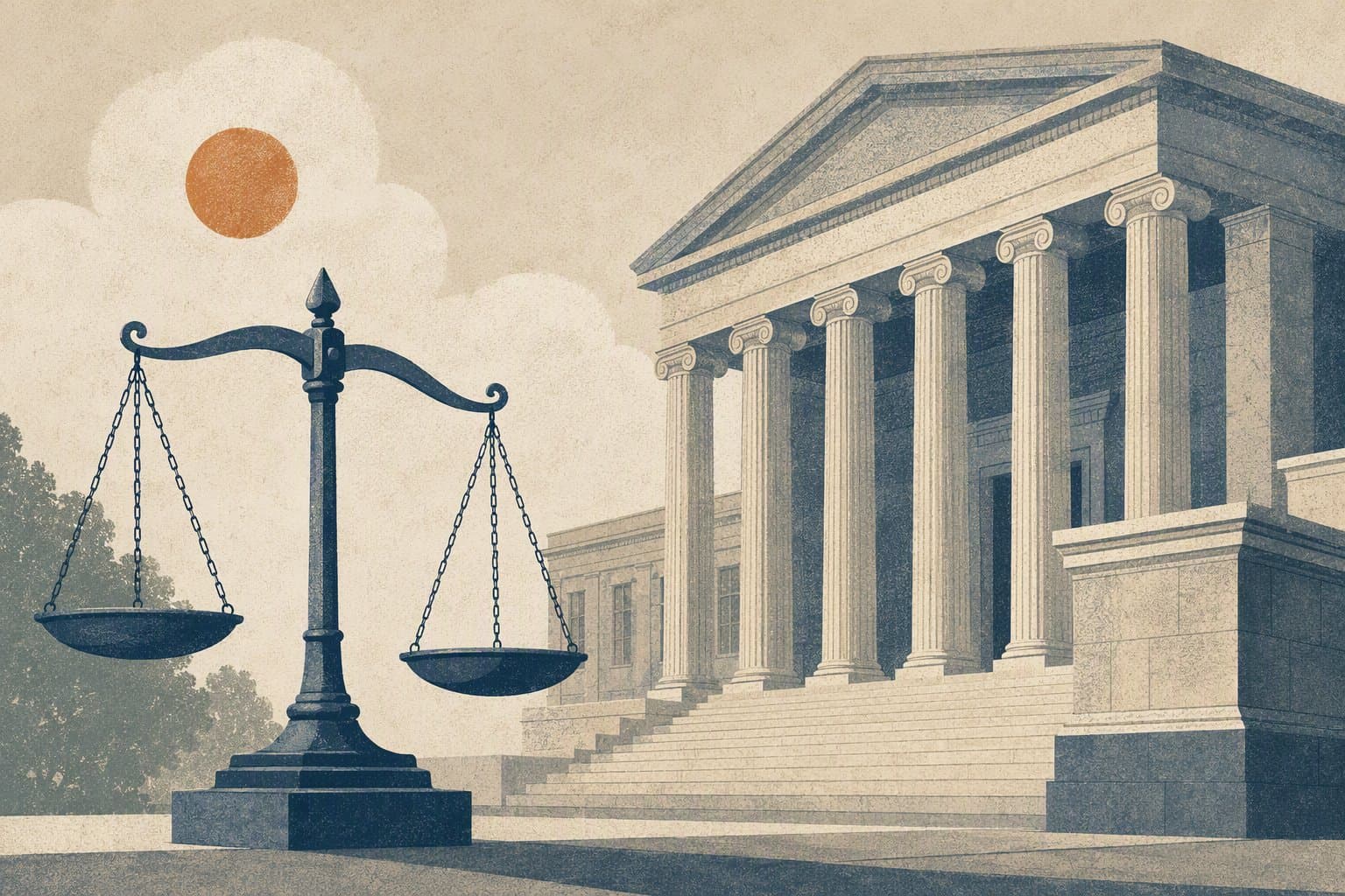 Courthouse scales of justice - illustration, Jake Team LLC