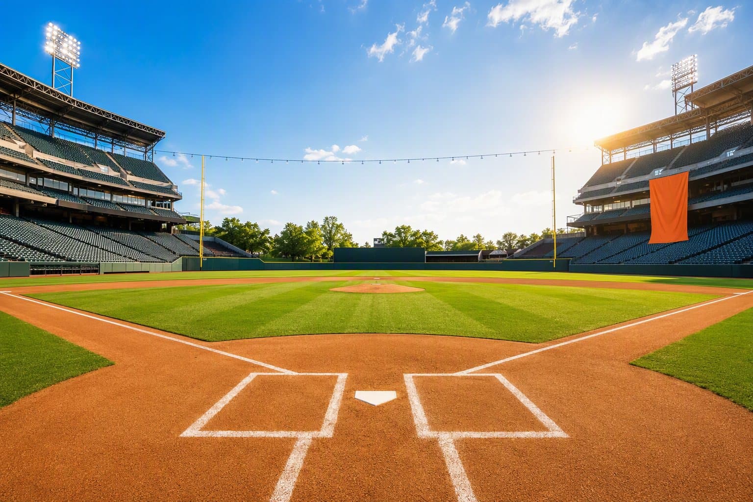 Sunlit Baseball Stadium - illustration, Jake Team LLC