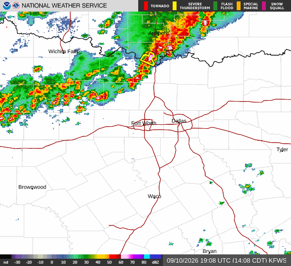 National Weather Service radar for North Texas (KFWS)