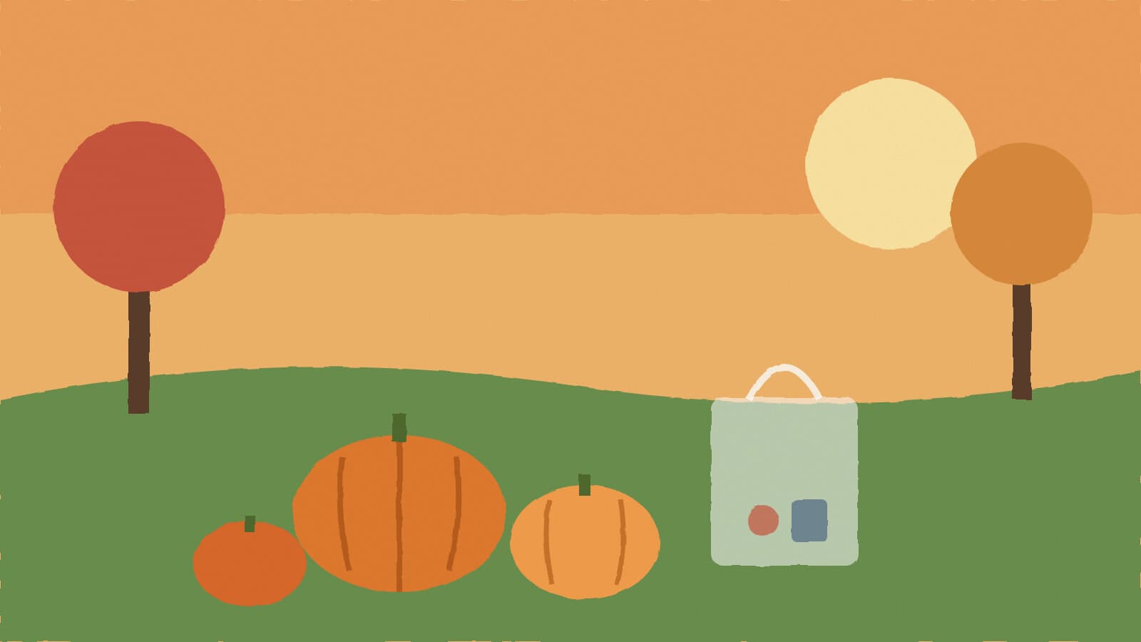 Pumpkins and a clear bag - illustration, Jake Team LLC