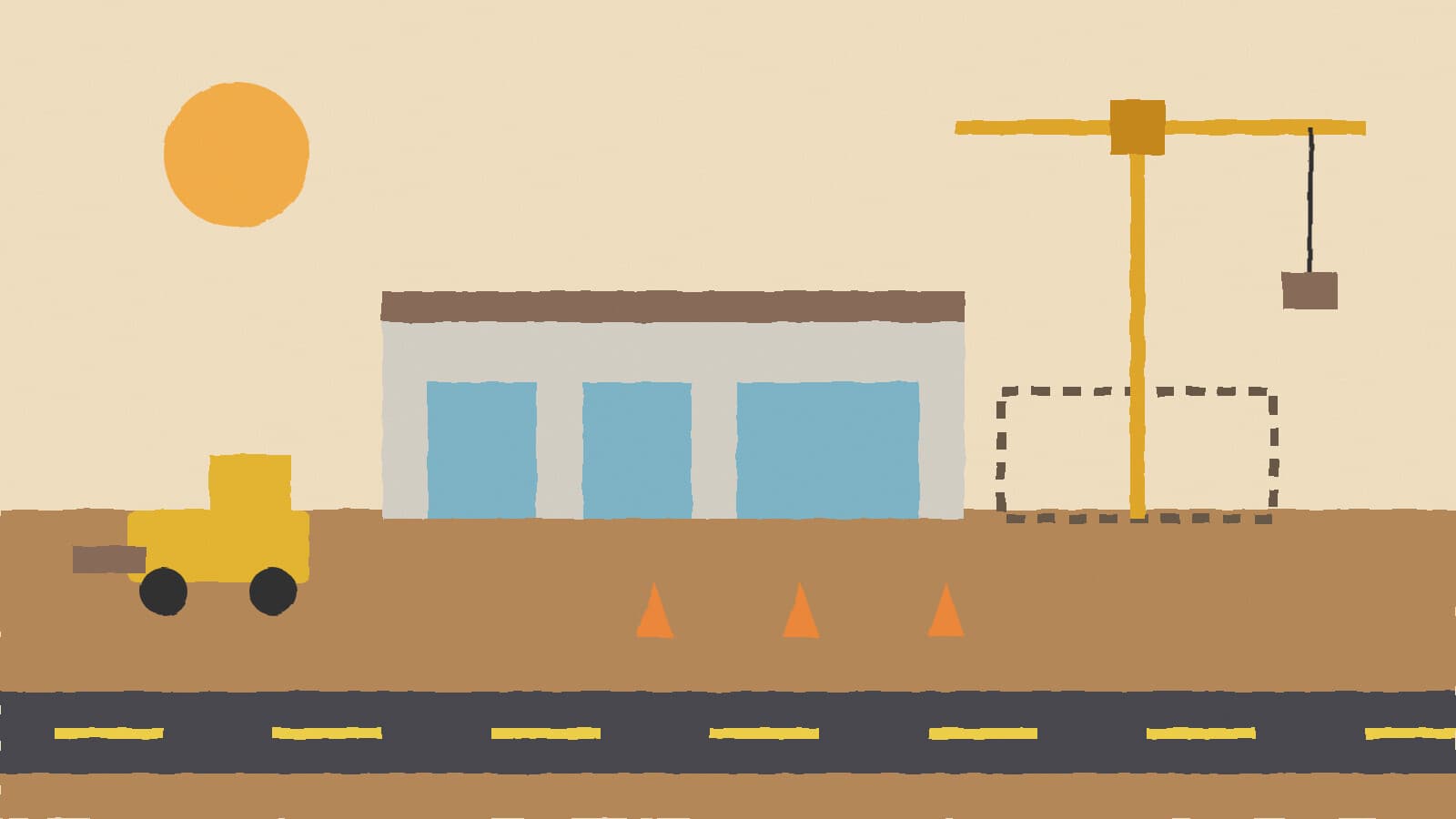 Retail center under construction - illustration, Jake Team LLC
