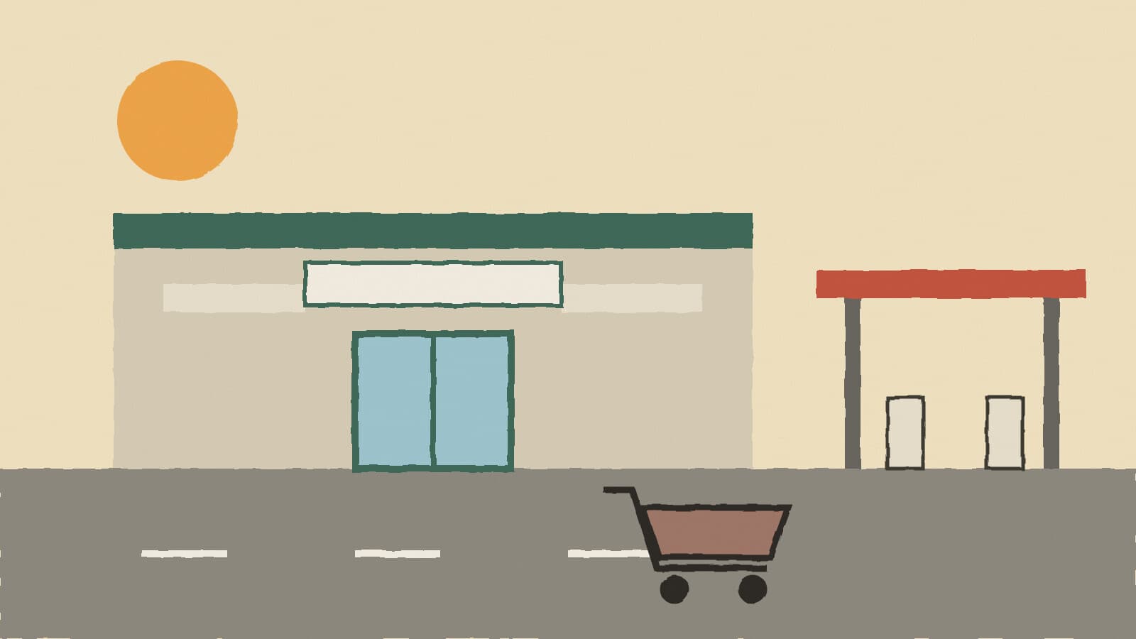 New supermarket and fuel canopy - illustration, Jake Team LLC