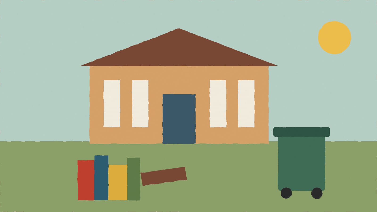 Library and trash cart - illustration, Jake Team LLC