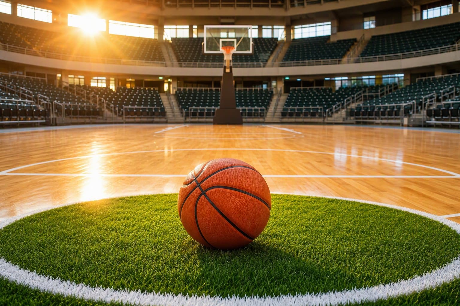 Sunlit basketball court - illustration, Jake Team LLC